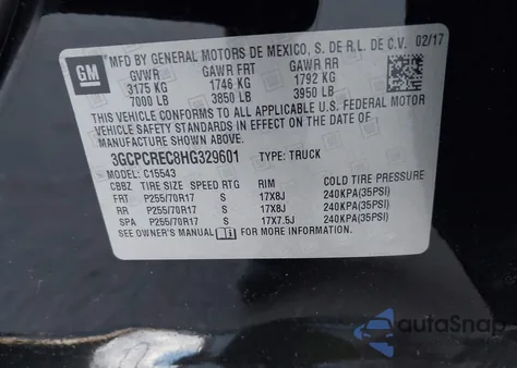 2017 Chevrolet Silverado 1500 1Lt z USA, uszkodzony, nr VIN 3GCPCREC8HG329601